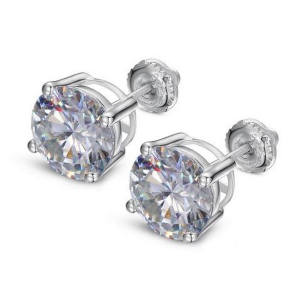 Certified 6ct. t.w. Moissanite Diamond Round Stud Earrings NEW A - Picture 1 of 12